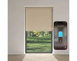 Eve Motionblinds (Matter) - Store enrouleur électrique intelligent pour intérieur, application/commande vocale, programmes, occultant, batterie rechargeable, suspendu, montage à vis, automatisations, nécessite un hub, sable - 190x190cm