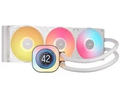 Corsair AIO iCUE LINK TITAN 360 RX LCD White - Processeur système de refroidissement liquide Radiateur 360 mm - pour Intel LGA 1851, 1700 - AMD AM5, AM4 - 3x ventilateurs RX120 RGB hautes performances - blanc