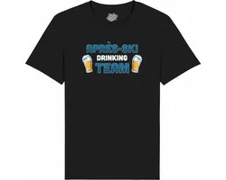 Après Ski Drinking Team - Grappige Apres Ski en Bier Wintersport Kleding - Mannen / Vrouwen / Unisex - Foute Ski en Snowboard Vakantie Cadeau - Unisex T-Shirt - Zwart - Maat 4XL