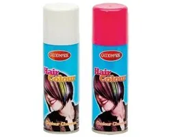 Goodmark Carnaval verkleed haarverf - haarspray - kleuren wit en roze - 125 ml per flacon - verven