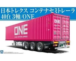 Aoshima Modelbouwpakket Vrachtwagens - 05584 Nippon Trex Trailer w Container Ocean Network Express (ONE) Plastic - 1:32 - Modelbouw