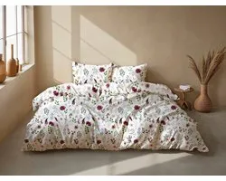 Zohome Celeste Dekbedovertrek - Wit - Eenpersoons - Dekbedhoes van 100% Katoen-Flanel - Bladeren - 140x220 + 1 sloop 60/70 cm - AW25