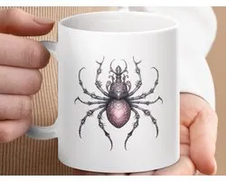 Mok Steampunk Spider Mug, Gothic Design, Unique Coffee Cup, Insect Art Gift, Fantasy Decor, Spooky Mug, Spider Web Mug, Arachnid Mug