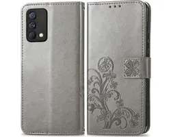 Mobigear Telefoonhoesje geschikt voor Realme GT Master Edition Hoesje | Mobigear Clover Bookcase Portemonnee | Pasjeshouder voor 3 Pasjes | Telefoonhoesje voor Pinpas / OV Kaart / Rijbewijs - Grijs