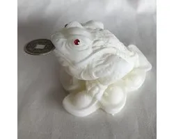 Feng Shui Yuan Bao  kikker wit 8x8x5cm Albast, kunsthars