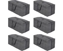 Set de 6 sacs de déménagement extra larges avec sangles de sac à dos, aides au déménagement, poignées et fermetures éclair solides, rangement pour vêtements, sacs à linge, réutilisables (tissu à fenêtre noir, lot de 6)