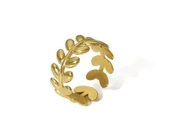 EHH Beauty - Elegante Bladvormige Goudkleurige Ring – Verstelbaar - Dames ring - cadeau kerst
