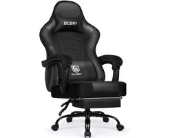 Hiaonyx Gaming Stoel - 170° Verstelbare Rugleuning - Gaming Stoel met inklapbare Voetsteun - racerstijl - Geïntegreerde Armleuningen - Maximale Belastbaarheid 150kg - Zwart