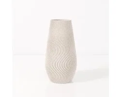 Fleuriek vaas SOFIA - Beige H50 cm - Grote smalle designvaas / vloervaas - Luxe blikvanger met golvend patroon