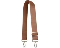 Jadamode - Bag strap - goud metaal - schouderband - tassenriem - tasriem- schouderriem - effen coffee - bruin - brown - Tas hengsel - Tassen band - cameratas band - cross body - verstelbare riem - bag belt - handtas bandje