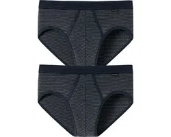 SCHIESSER Original Classics sportslips (2-pack) - Feinripp met gulp - donkerblauw gestreept