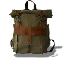 WiMa Wales Vintage Green - Canvas - leer - rugzak - rugtas - backpack -