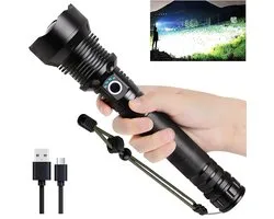 Rechargeable LED Flashlights High Lumens, 90000 Lumens Super Bright Zoomable Waterproof Flashlight with Batteries Included & 3 Modes, Powerful Handheld Flashlight for Camping Emergencies