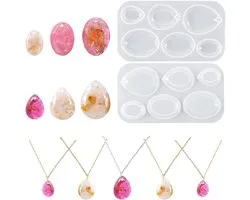 Allecto Plus - Moules en Siliconen époxy - pour la fabrication de Bijoux - Pendentifs, Boucles d'oreilles, cristaux - Moules de moulage DIY - Set de 2