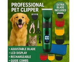 Professionele Pet Clipper met extra Razor Kat Hond Tondeuse Scheerapparaat Elektrische Grooming Trimmer Oplaadbare Kapsel Machine Lcd Display