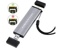 M.2 NVMe SSD Behuizing met USB + USB-C Dual Interface - 10Gbps USB 3.1 Gen2 Externe Hard Drive Enclosure - Aluminium - Voor 2230/2242 M.2 NVMe & SATA SSD - grijs