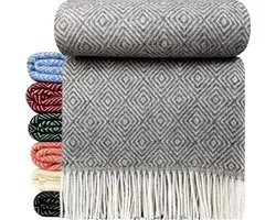 Wollen Plaid - STOCKHOLM - Grijs (140x200cm) 100% Wol