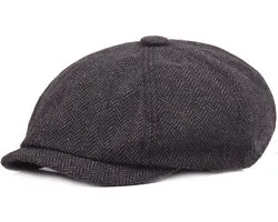 Peaky Blinders pet - Baker pet - Flat Cap - antraciet grijs visgraat