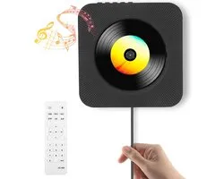 Lecteur CD portable Somstyle avec haut-parleur - Avec Bluetooth standard - Aux 3,5 MM - CD/CD-R/CD-RW - Enceintes HiFi - Discman - Avec Radio - Zwart