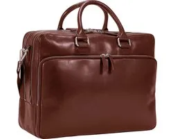 Leonhard Heyden Cambridge laptoptas 3-vaks 15 inch - Cognac