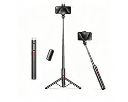 Fokelyi Selfie Stick Trépied -Rangement Caché-Selfiestick Universel-Aluminium-110 cm-Trépied Téléphone- Pieds Renforcés- Portable-Anti-choc