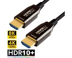 Câble Qnected® Active HDMI 2.1 50 mètres - 4K@120Hz, 8K@60Hz - HDR10+, Dolby Vision - eARC - Certifié - Ultra Haute Vitesse - 48 Gbit/s | Convient pour PlayStation 5 - Xbox Series X & S - TV - Moniteur - PC - Ordinateur portable - Beamer