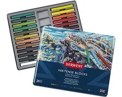 Derwent Inktense Blocks/Kleursticks - 24 Stuks in Blik