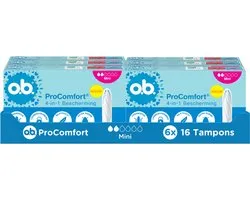 o.b. ProComfort Advanced Mini - 4-in-1 bescherming - tampons - tampon lichte tot normale menstruatiedagen - 6x16 tampons