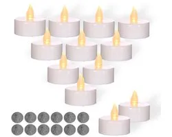 Comforder 12 LED Waxinelichtjes met Flikkerende Vlam - Elektrische Kaarsen op Batterijen - Theelichtjes incl Batterijen - 120+ Branduren