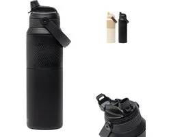 Kambukka Dupla Bouteille Isotherme 1000 ml - Bouteille d'eau 2-en-1 - 100% Étanche - Black Raven
