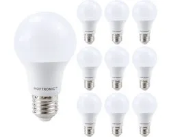 HOFTRONIC - Voordeelverpakking 10X E27 LED Lampen - 10,5 Watt 1055lm - Vervangt 75 Watt - 6500K Daglicht wit licht - Grote fitting - A60 peertje E27 Lamp