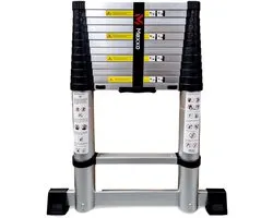 Telescopische ladder – Telescoopladder aluminium – Maximale hoogte 3,80 meter – Telescoopladder met stabilisatiebalk – Mexxo