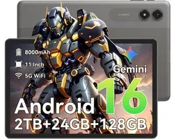 Tablette VekfulPC T50 - 24GB RAM - 128GB ROM - 11 pouces - Android 16 - 8000mAh - Tablette WIFI - OTG - Grijs