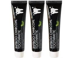 3x Houtskool Tandpasta 105g - BAMBOO Charcoal Toothpaste - Tandpasta - Voor Wittere Tanden - Tanden Bleken