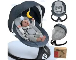 Khido® Elektrische Wipstoel - met Timer Afstandsbediening Bluetoothmusic - 5 Zwenksnelheden en 3 Zitposities - Babyschommel - Donkergrijs