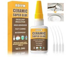 30g Ceramics and Porcelain Glue, Dishwasher Safe, Extra Strong Waterproof Second Glue, Heat Resistant, Transparent - ShopVlot