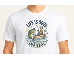 Life is Goodd Keep it Reel - T Shirt - Cute - Sarcastic - GoodVibes - Sarcasm - Funny - Gift - Cadeau - Sarcastisch - SarcastischeVibes - Fishing - Fiz
