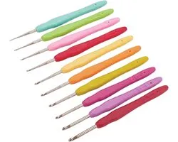 ericotry Lot de 10 crochets de petite taille de 0,5 mm à 2,75 mm avec poignée souple ergonomique pour projet de bricolage