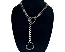 Liefdes Ketting - Hartje - Love - Punk - Rock - Chain - Zilver Look