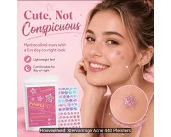 Hydrocolloïd Acne Patches Stervorm – 440 Stuks – Pimple Patches – 3 Kleurrijke Designs – Dag & Nacht – Waterproof