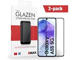 2-pack BMAX Screenprotector geschikt voor Samsung Galaxy A55 5G - Full Cover gehard glas - Samsung screenprotectors - Telefoonaccessoires - Telefonie & Accessoires - Beschermglas - Glas screenprotectors - Zwart