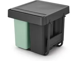 Brabantia Sort & Go Inbouw Prullenbak - 10 + 10 + 20 liter - Jade Green en Dark Grey