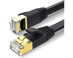 ValeDelucs Premium Gold Plated Internetkabel 15 meter - CAT7 STP Ethernet Platte kabel RJ45 - Patchkabel LAN Cable Netwerkkabel - Zwart