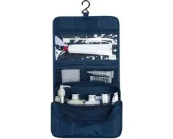 Hanging Toiletry Bag Foldable with Hook and Carry Bag Navy Blue 24x18.5x9.5cm - Travel Makeup Bag Toilettas met haak