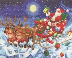Diamond Painting Crystal Art - Santa's midnight flight - 40x50 cm - partial painting