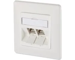 Metz Connect 130B12D21002-E Boîtier réseau Encastré (dans le mur) Insert avec pièce centrale et cadre CAT 6A 2 ports Blanc Zuiver