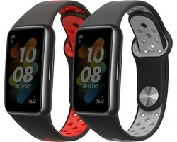 kwmobile 2x bracelet adapté pour Huawei Band 6 & 6 Pro / Honor Band 7 & 6 - Bracelets de suivi de fitness en noir / gris / noir / rouge