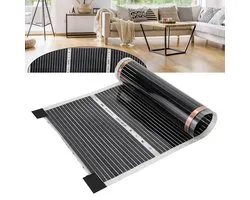 220Watt/m² Chauffage par le sol adapté pour 6㎡ - Tapis chauffant au sol électrique infrarouge - 0 x 0 m par pièce - Coupé à intervalles de 25 cm - Chauffage pour Laminatever, Parquetver, Caravanver, Camperver - Zwart