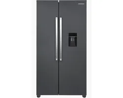 Heinner HSBS-HM529NFINVDGWDE++ American Side-by-Side Koelkast met Waterdispenser 529 L – Total No Frost – Inverter Compressor – Super Freeze – Open-deur Alarm – Vingerafdrukbestendige Afwerking – Antracietgrijs – 5 Jaar Garantie
