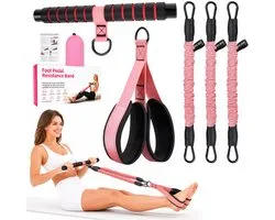 Buiktrainer -Sit-up Trainingsapparaat - Elastisch Trekkoord - Pedaal weerstandsband - Multifunctioneel - Sportuitrusting - Body Sculpture - - Geschikt Voor Fitness, Afvallen, Training - Verstelbare trekbuizen - Roze